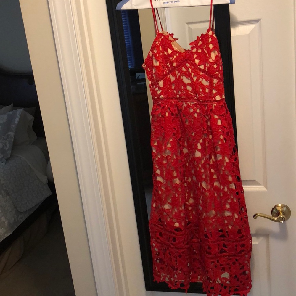 Red lace dress